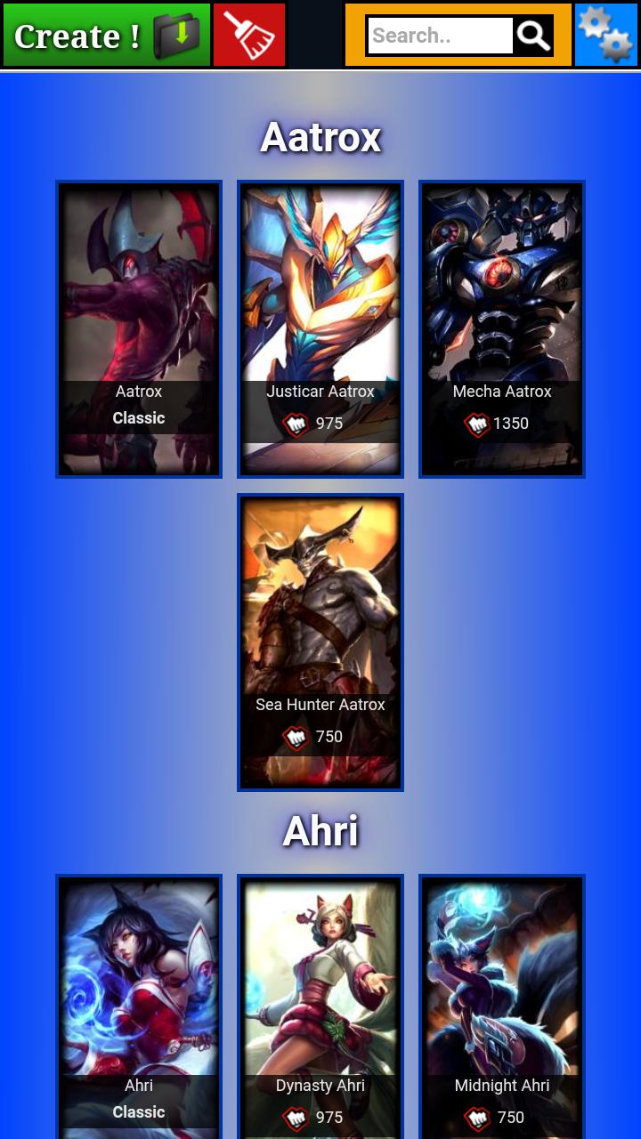 Lol Skin List Generator X for Android - APK Download