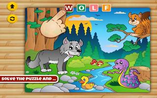 Animal Word Puzzle für Kinder Plakat