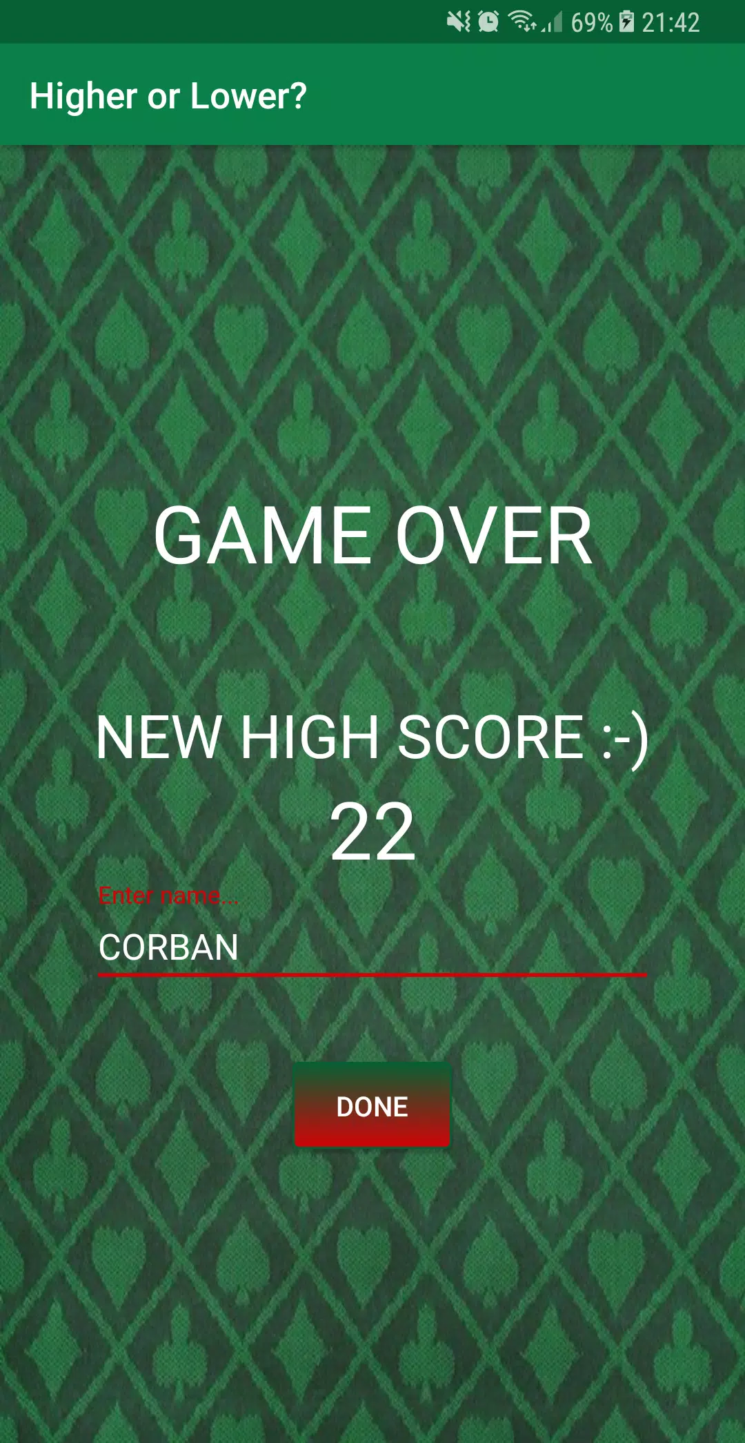 Higher or Lower?