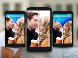 couple zipper screen lock poster