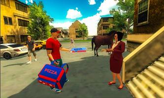 Rapaz de entrega de pizza: simulador de cavalo 3d Cartaz