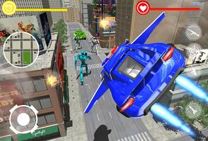 Real Police Flying Car Robot Transformation Game Affiche
