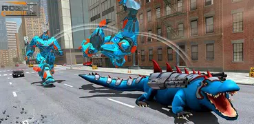 Futuristic Robot Crocodile Transforming Robot Game