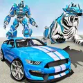 米国警察ホワイトタイガーロボット車の変換ゲーム