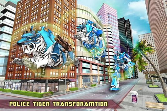 US Police Transform Robot Car White Tiger Game screenshot 10