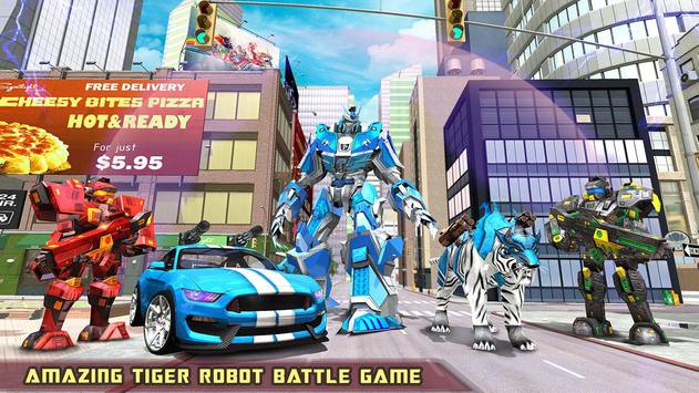 US Police Transform Robot Car White Tiger Game screenshot 1