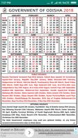 Odisha Govt. Holidays Calendar 2018 poster