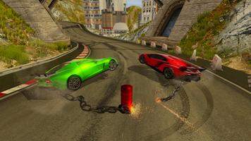 Chained Car Against Ramps Vs Bollards-Chain Stunts screenshot 1