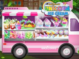 Poster Rainbow Unicorn Ice Cream Food