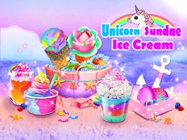 Unicorn Ice Cream Sundae - Ice الملصق