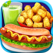 School Lunch Food - Hot Dog, Tator Tots & Juice