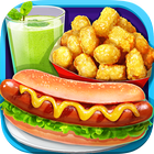 School Lunch Food - Hot Dog, Tator Tots & Juice icône