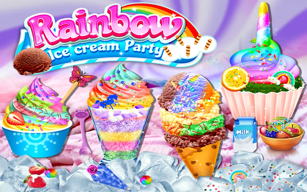 Android 用の レインボーアイスクリームパーティー ユニコーンデザートフード Apk をダウンロード