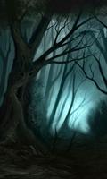 creepy forest wallpaper poster
