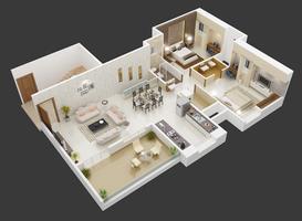 3D Home Floor Plans Affiche