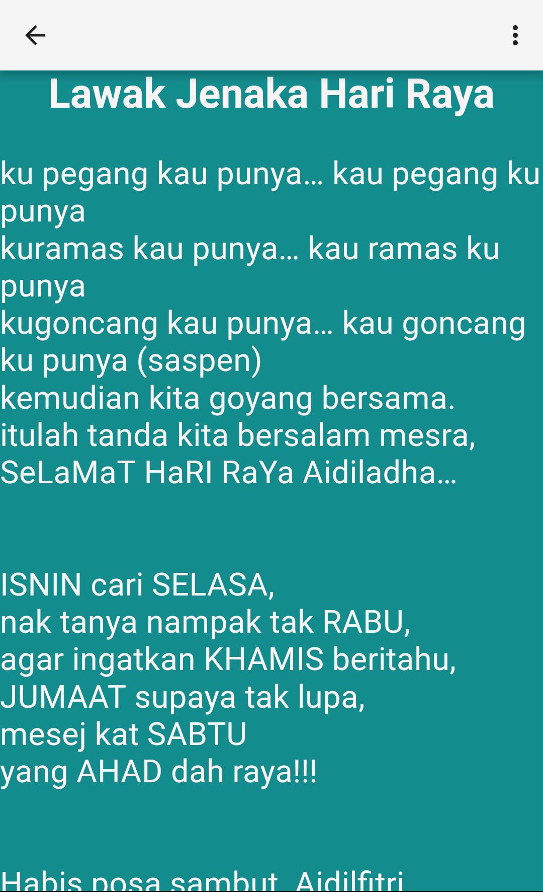 Ucapan Lawak Hari Raya Aidilfitri