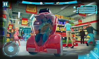 Futuristisch Roboter Einkaufen Mall Wagen Held Plakat
