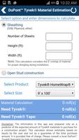 DuPont™ Tyvek® Calculator Screenshot 1