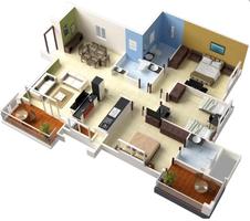 برنامه‌نما 3D Design for 3 Bedroom عکس از صفحه