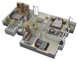 برنامه‌نما 3D Design for 3 Bedroom عکس از صفحه