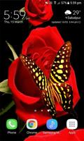 Red Roses Butterfly LWP captura de pantalla 1