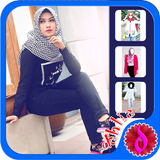 Hijab Jeans Fashion Photo icône