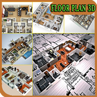 Plans d'étage 3D icône