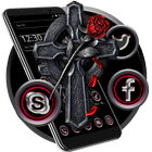 Dark Black Jesus Cross Theme ikon