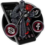 Dark Black Jesus Cross Theme icône