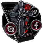 Dark Black Jesus Cross Theme ikona