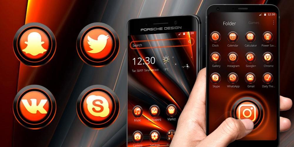 Черный телефон оранжевая. Черно оранжевая тема для андроид. Черно оранжевое приложение. Черно=оранжевый Интерфейс. Чёрно оранжевый Интерфейс приложение.