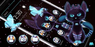 3 Schermata Tema Dark Neon Kitty