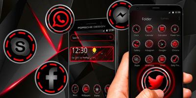 Dark Red Black Tech Theme syot layar 3