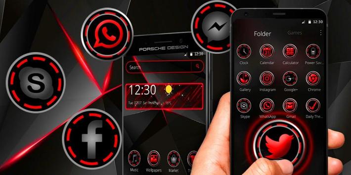 Dark Red Black Tech Theme screenshot 3