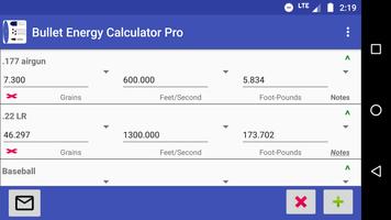 برنامه‌نما Bullet Energy Calculator Pro عکس از صفحه