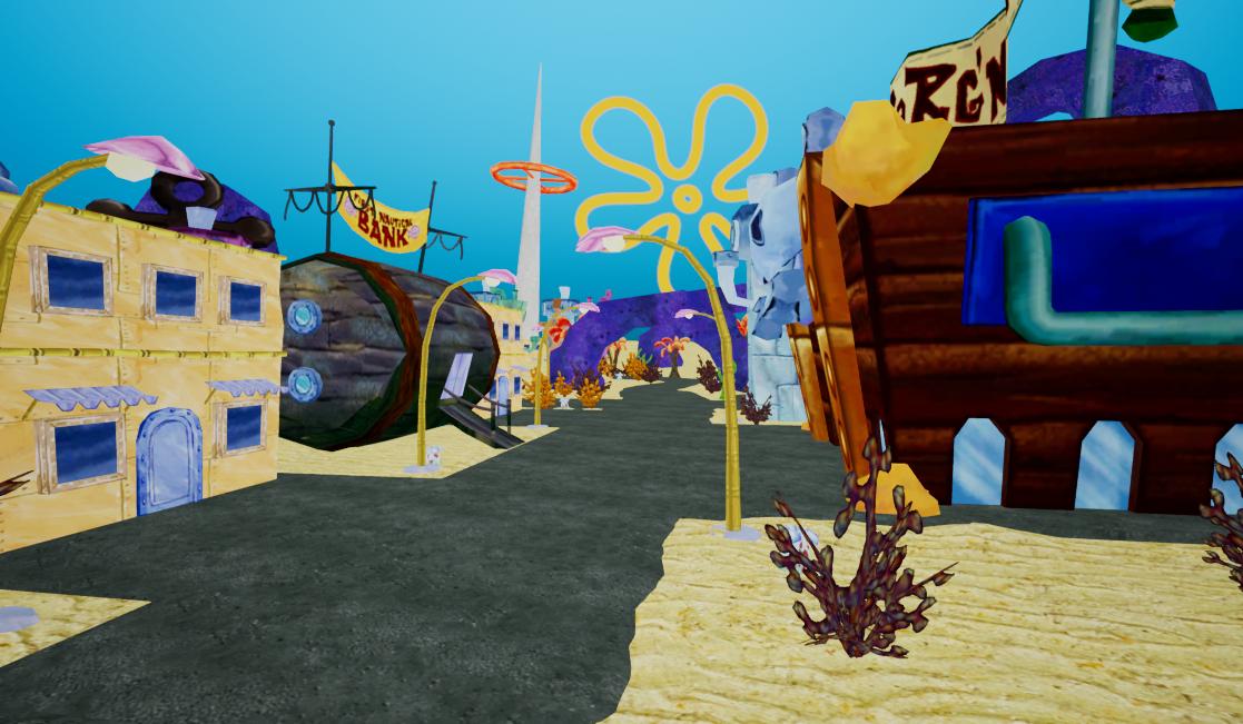 Симулятор губки боба. Бикини Боттом Krusty Krab. Bikini bottom игра. Город бикини Боттом в реальной жизни. Бикини Боттом 3д.