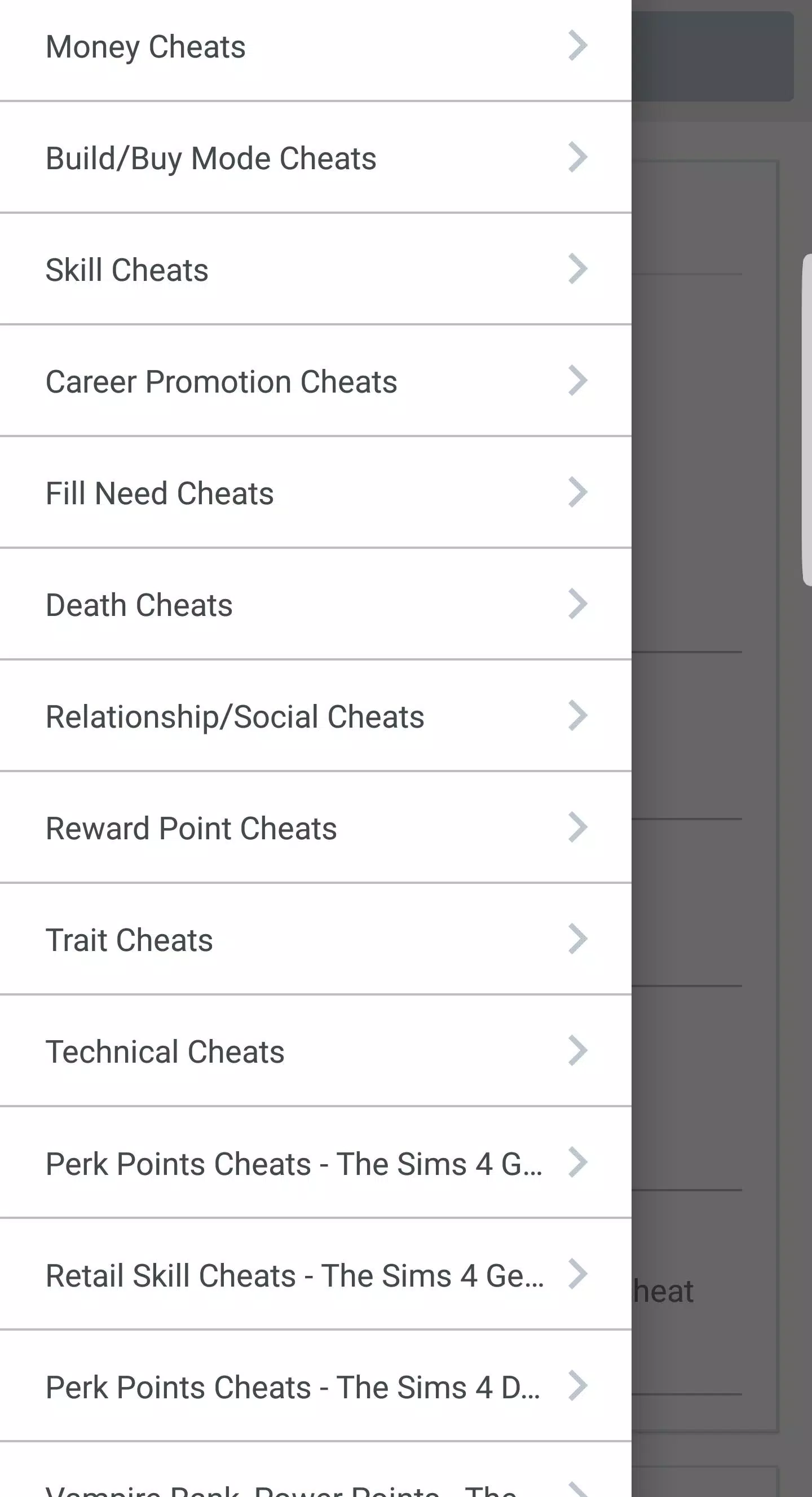 Cheat Codes For The Sims::Appstore for Android