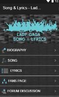 Song & Lyric - Lady Gaga تصوير الشاشة 1