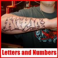 Letras e números de tatuagem Cartaz