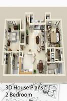 3D House Plans - 2 Bedroom capture d'écran 1