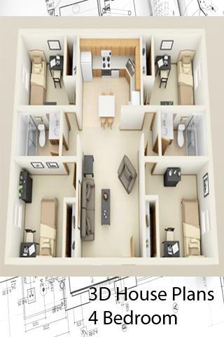 3d House Plans 4 Bedroom For Android Apk Download