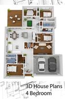 3D House Plans - 4 Bedroom اسکرین شاٹ 1