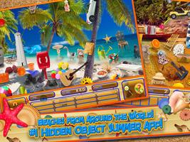 Hidden Objects Summer Beach - Hawaii Object Game Ekran Görüntüsü 1