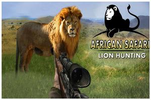 African Safari Lion Hunting Affiche