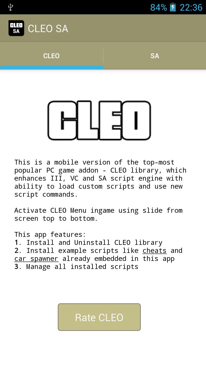 Download CLEO 1.1.0 library (for Android) for GTA San Andreas (iOS, Android)