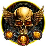 Goldenes Teufel-Schädel-Thema Zeichen