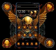 Tema Golden Devil Skull Poster