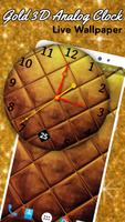 Gold 3D Analog Clock Wallpaper capture d'écran 1