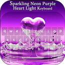 Sparkling Neon Purple Heart Light Keyboard Theme aplikacja