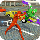Super Flash Speed Hero gegen Gangster Battle Zeichen